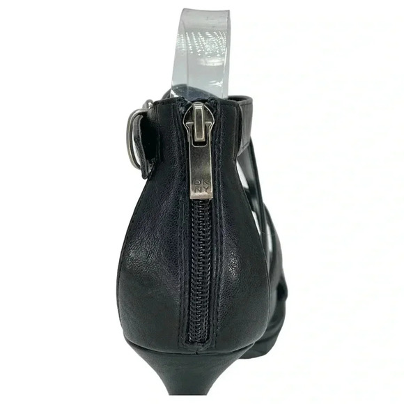 DKNY Deb Black Strappy Faux Leather Womens Heels Size 10M - Picture 9 of 16